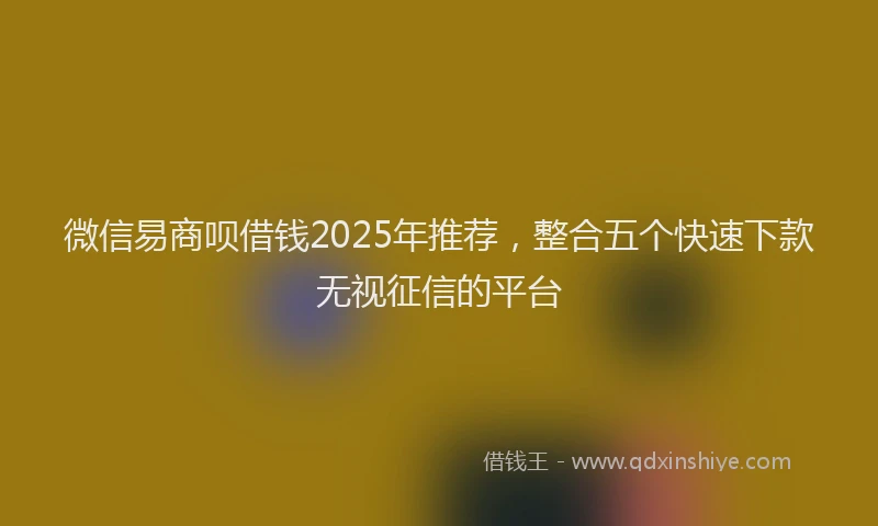 微信易商呗借钱2025年推荐，整合五个快速下款无视征信的平台