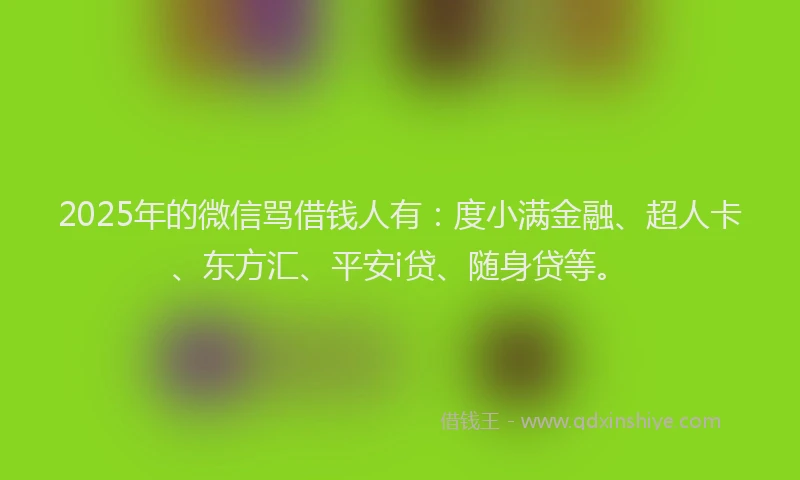 2025年的微信骂借钱人有：度小满金融、超人卡、东方汇、平安i贷、随身贷等。