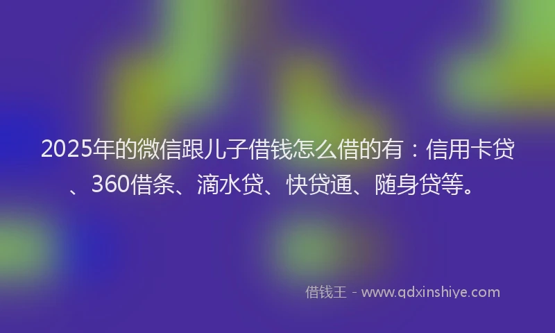 2025年的微信跟儿子借钱怎么借的有：信用卡贷、360借条、滴水贷、快贷通、随身贷等。