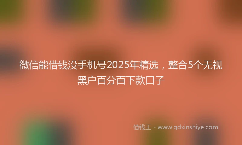 微信能借钱没手机号2025年精选，整合5个无视黑户百分百下款口子