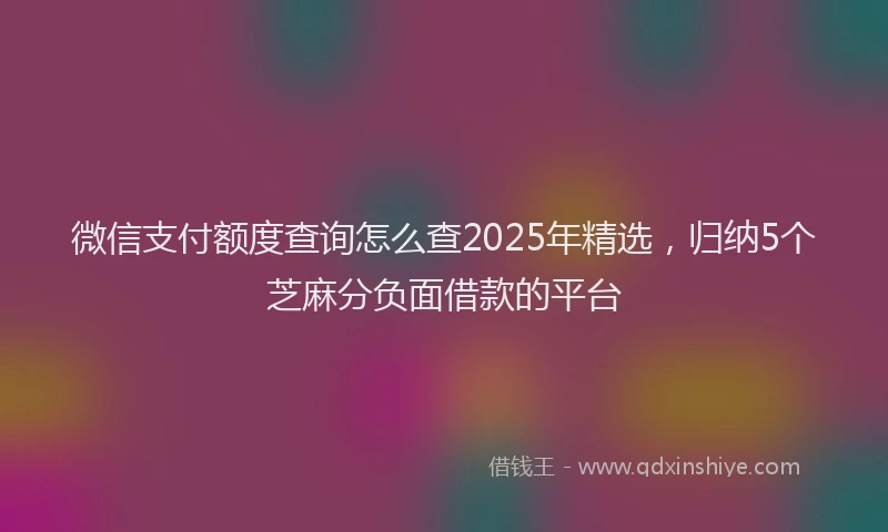 微信支付额度查询怎么查2025年精选，归纳5个芝麻分负面借款的平台