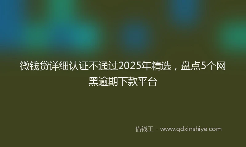 微钱贷详细认证不通过2025年精选，盘点5个网黑逾期下款平台