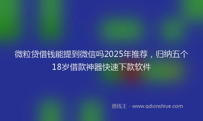 微粒贷借钱能提到微信吗2025年推荐，归纳五个18岁借款神器快速下款软件