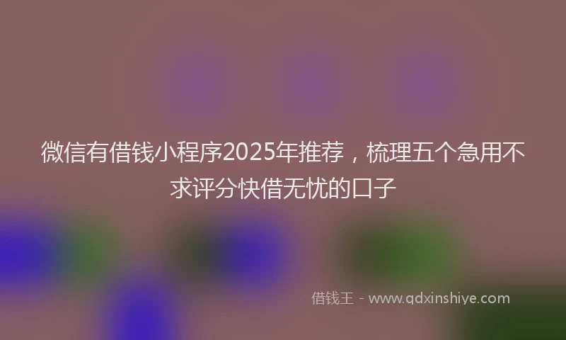 微信有借钱小程序2025年推荐，梳理五个急用不求评分快借无忧的口子