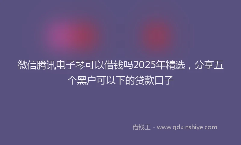 微信腾讯电子琴可以借钱吗2025年精选，分享五个黑户可以下的贷款口子