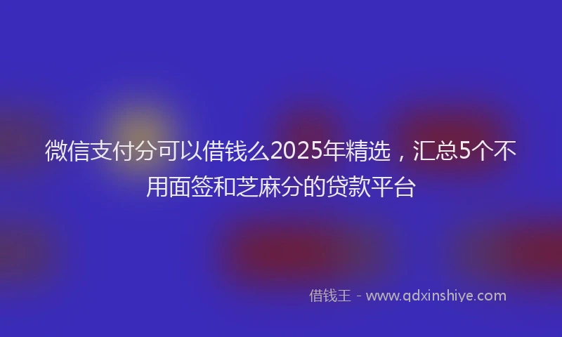 微信支付分可以借钱么2025年精选，汇总5个不用面签和芝麻分的贷款平台
