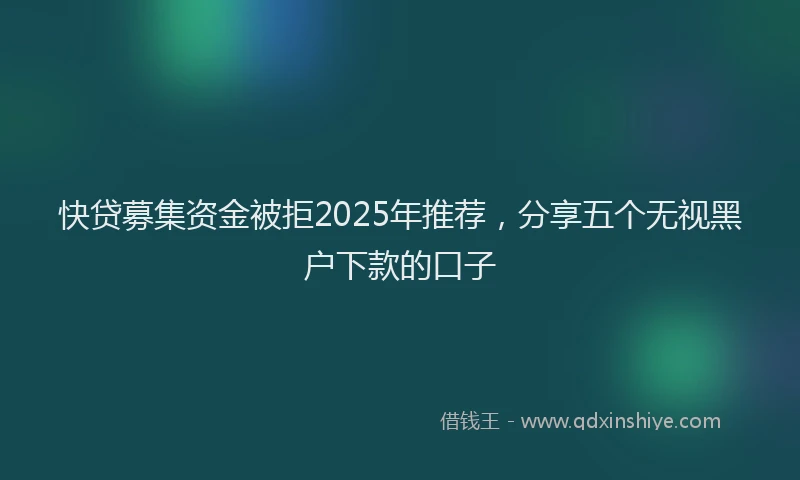 快贷募集资金被拒2025年推荐，分享五个无视黑户下款的口子
