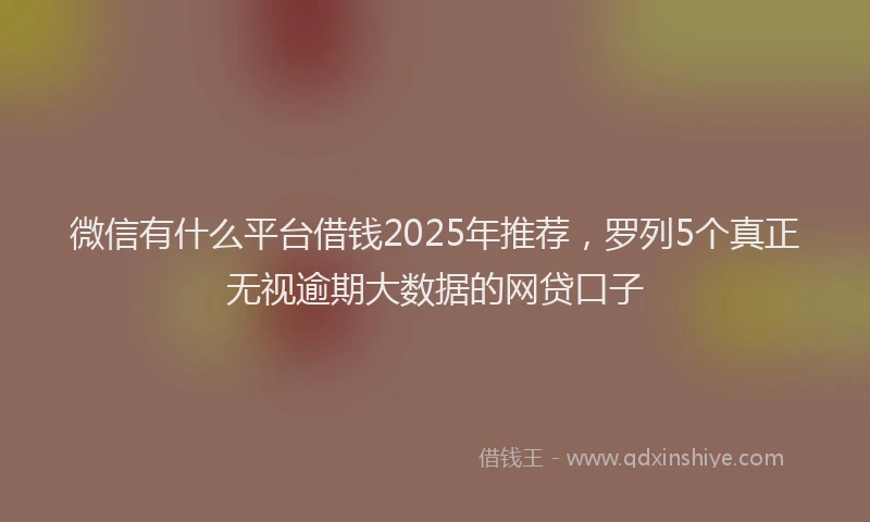 微信有什么平台借钱2025年推荐，罗列5个真正无视逾期大数据的网贷口子