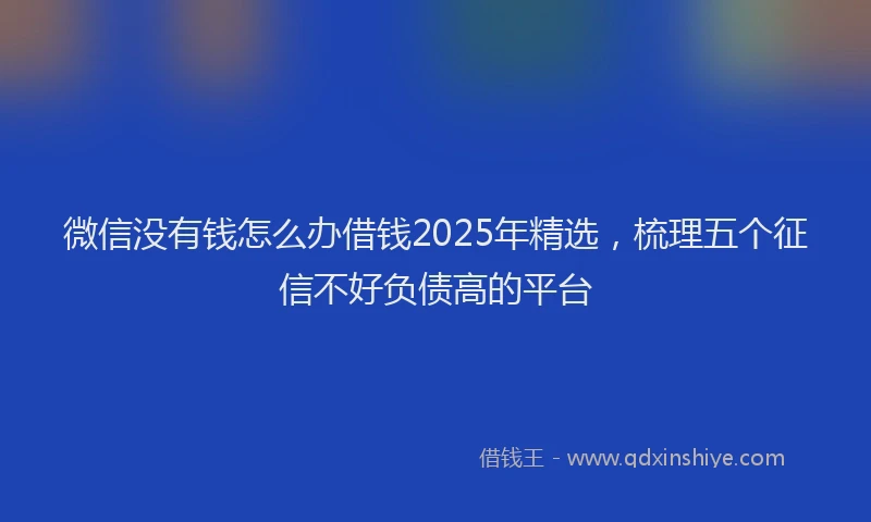 微信没有钱怎么办借钱2025年精选，梳理五个征信不好负债高的平台
