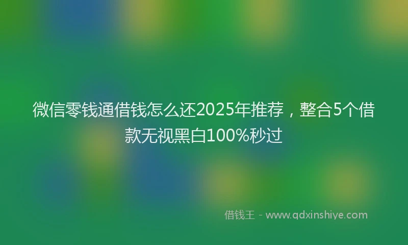微信零钱通借钱怎么还2025年推荐，整合5个借款无视黑白100%秒过