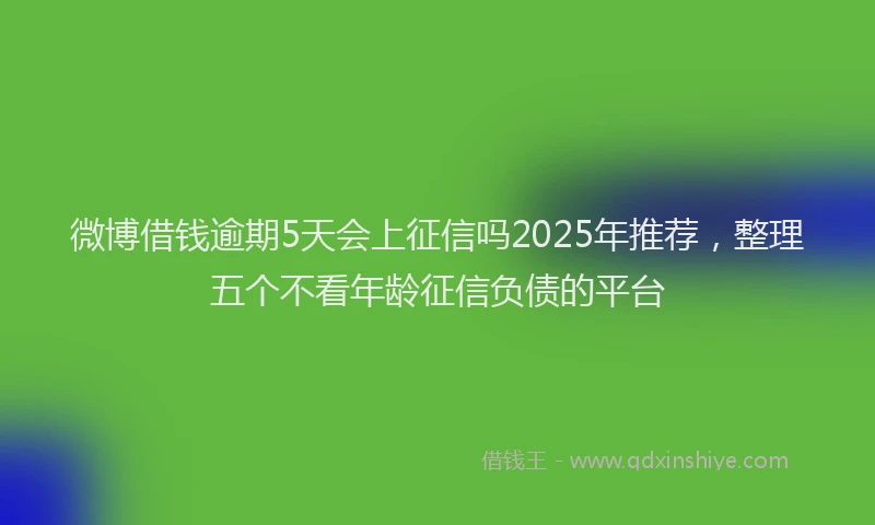 微博借钱逾期5天会上征信吗2025年推荐，整理五个不看年龄征信负债的平台
