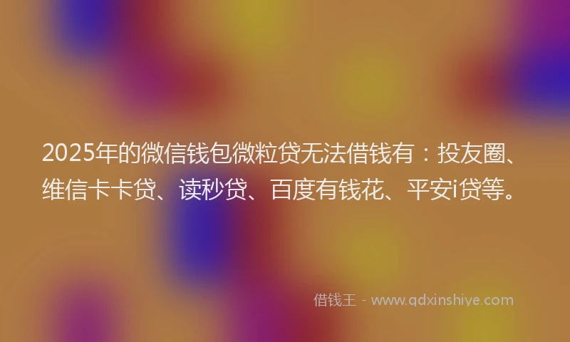 2025年的微信钱包微粒贷无法借钱有：投友圈、维信卡卡贷、读秒贷、百度有钱花、平安i贷等。