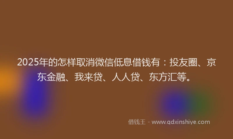 2025年的怎样取消微信低息借钱有：投友圈、京东金融、我来贷、人人贷、东方汇等。
