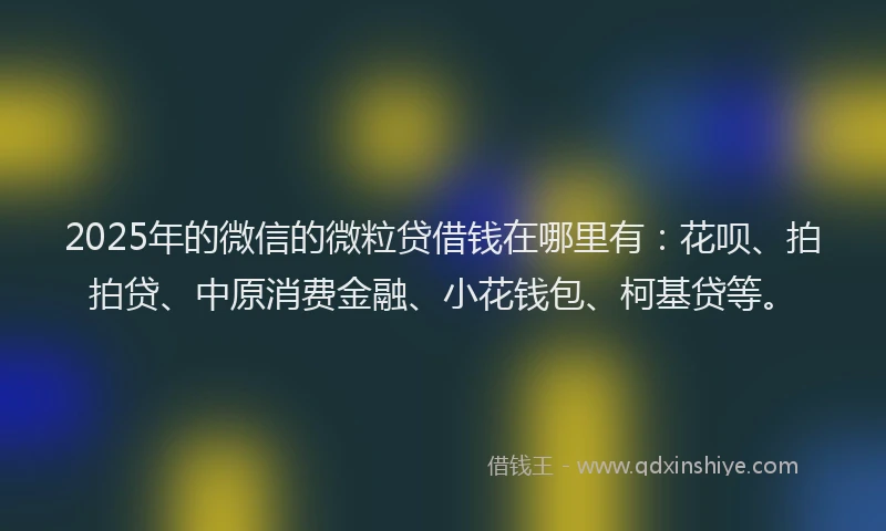 2025年的微信的微粒贷借钱在哪里有：花呗、拍拍贷、中原消费金融、小花钱包、柯基贷等。