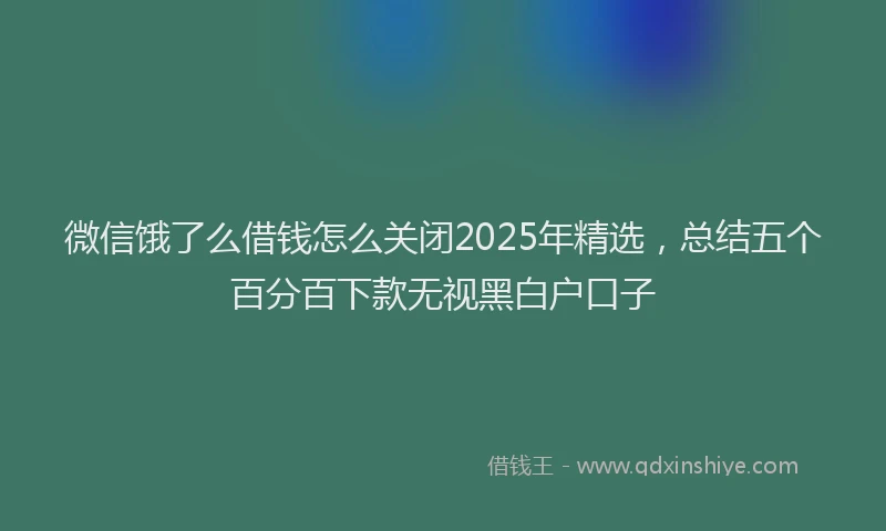 微信饿了么借钱怎么关闭2025年精选，总结五个百分百下款无视黑白户口子