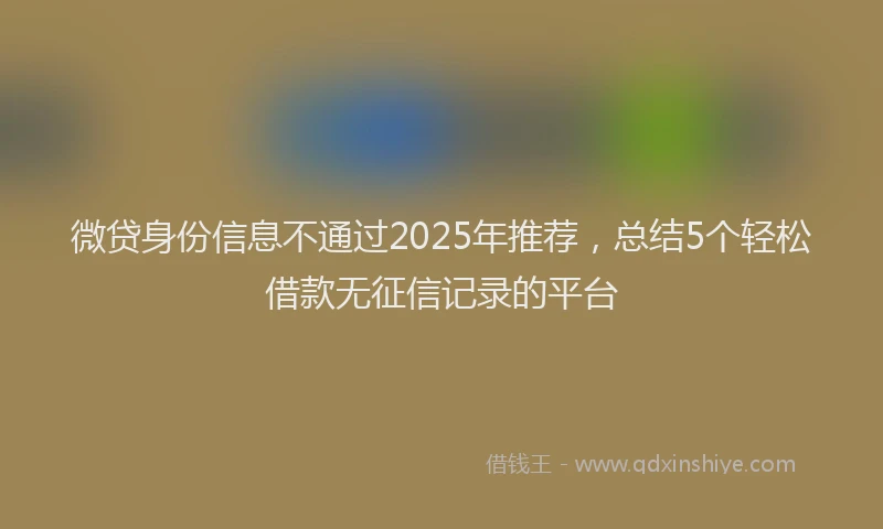 微贷身份信息不通过2025年推荐，总结5个轻松借款无征信记录的平台