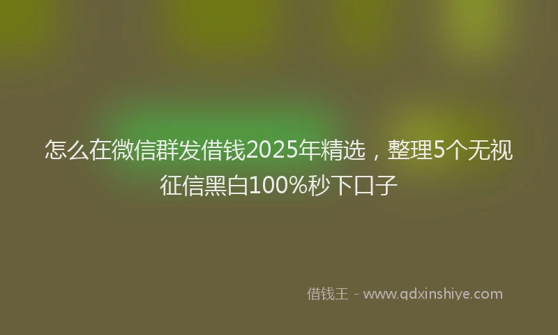 怎么在微信群发借钱2025年精选，整理5个无视征信黑白100%秒下口子