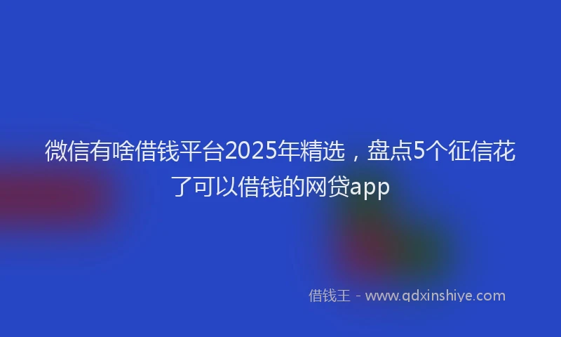微信有啥借钱平台2025年精选，盘点5个征信花了可以借钱的网贷app