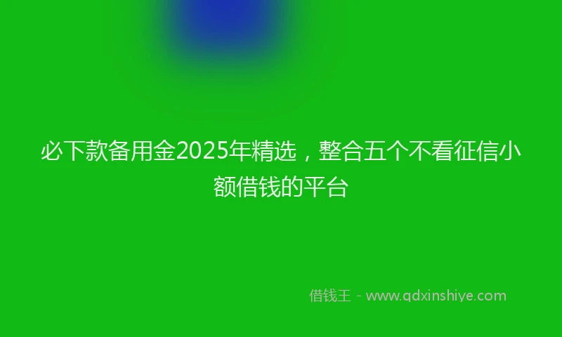 必下款备用金2025年精选，整合五个不看征信小额借钱的平台