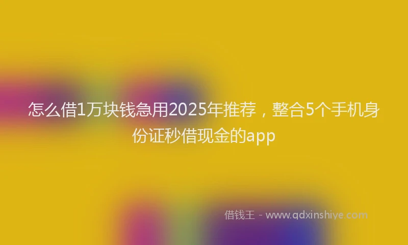 怎么借1万块钱急用2025年推荐，整合5个手机身份证秒借现金的app