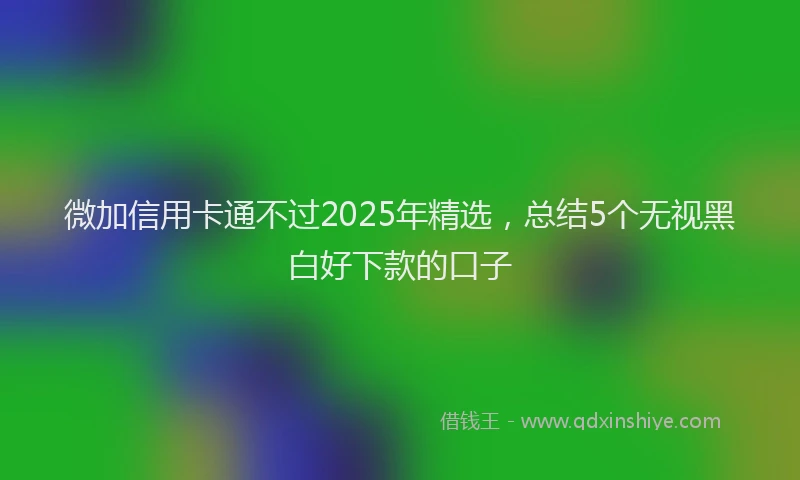 微加信用卡通不过2025年精选，总结5个无视黑白好下款的口子