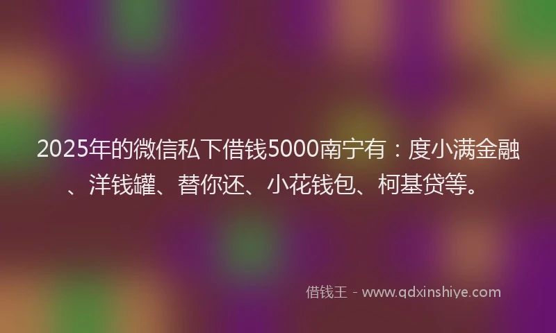 2025年的微信私下借钱5000南宁有：度小满金融、洋钱罐、替你还、小花钱包、柯基贷等。