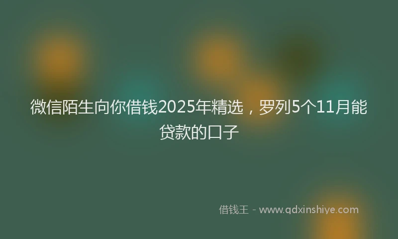 微信陌生向你借钱2025年精选，罗列5个11月能贷款的口子
