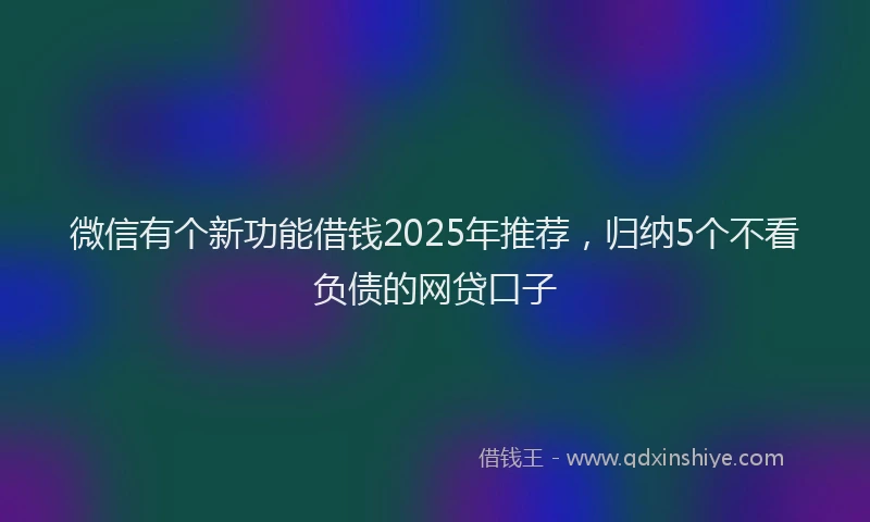 微信有个新功能借钱2025年推荐，归纳5个不看负债的网贷口子
