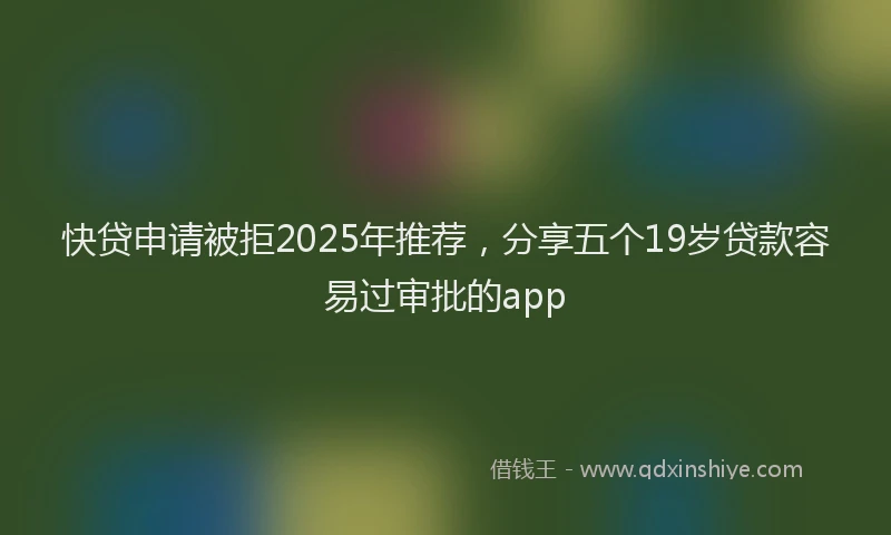 快贷申请被拒2025年推荐，分享五个19岁贷款容易过审批的app