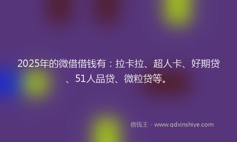 2025年的微借借钱有：拉卡拉、超人卡、好期贷、51人品贷、微粒贷等。