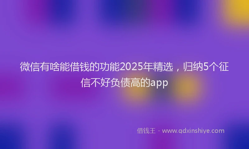 微信有啥能借钱的功能2025年精选，归纳5个征信不好负债高的app
