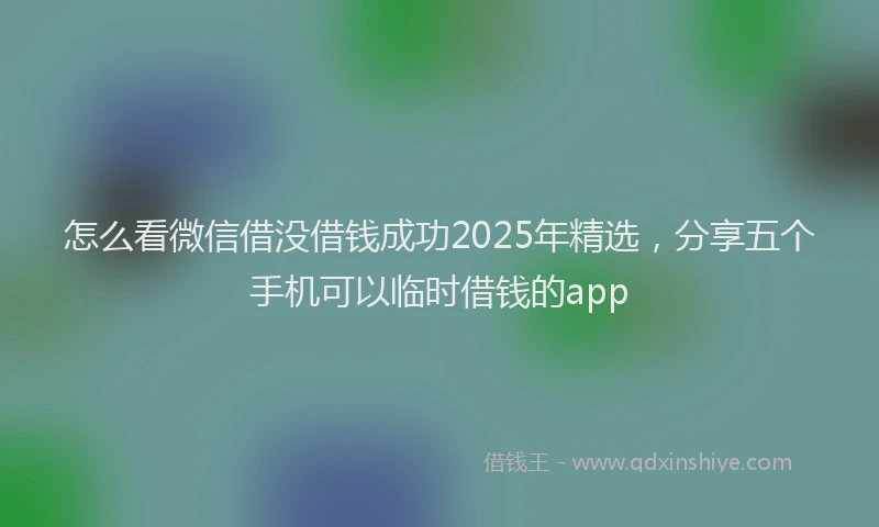 怎么看微信借没借钱成功2025年精选，分享五个手机可以临时借钱的app