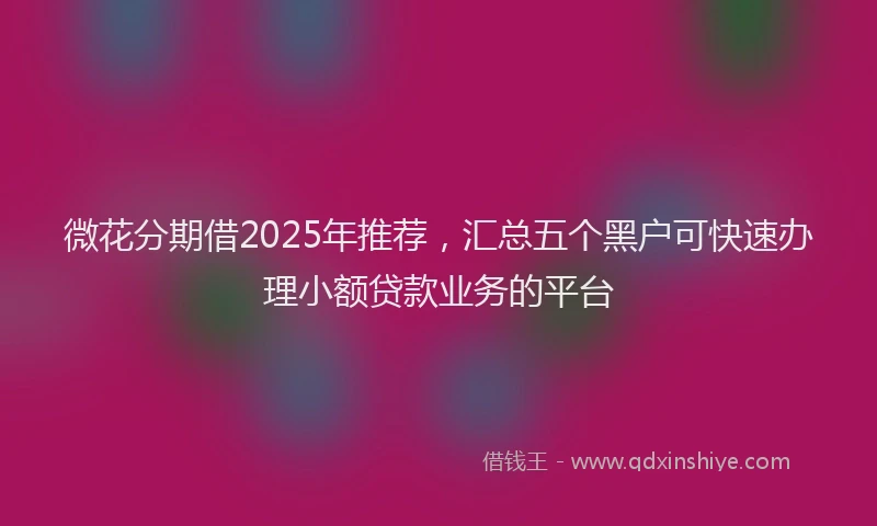 微花分期借2025年推荐，汇总五个黑户可快速办理小额贷款业务的平台