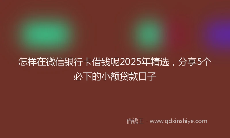 怎样在微信银行卡借钱呢2025年精选，分享5个必下的小额贷款口子