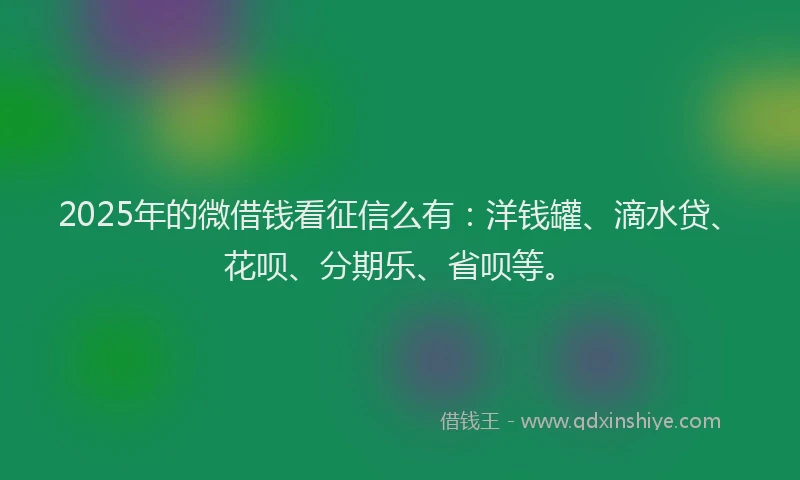 2025年的微借钱看征信么有：洋钱罐、滴水贷、花呗、分期乐、省呗等。