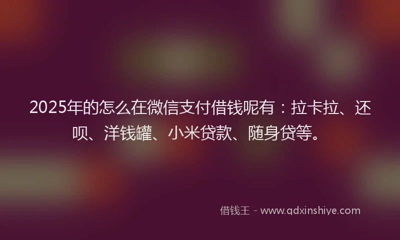 2025年的怎么在微信支付借钱呢有：拉卡拉、还呗、洋钱罐、小米贷款、随身贷等。