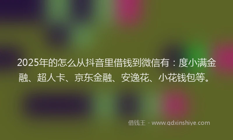 2025年的怎么从抖音里借钱到微信有：度小满金融、超人卡、京东金融、安逸花、小花钱包等。