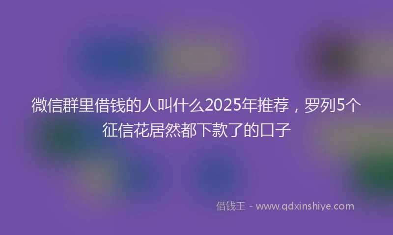 微信群里借钱的人叫什么2025年推荐，罗列5个征信花居然都下款了的口子