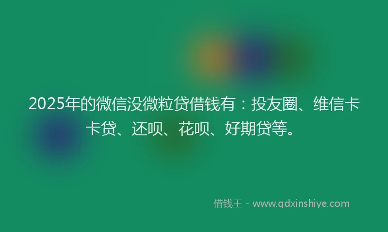 2025年的微信没微粒贷借钱有：投友圈、维信卡卡贷、还呗、花呗、好期贷等。