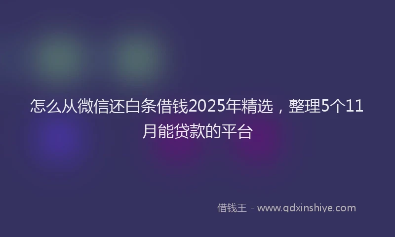 怎么从微信还白条借钱2025年精选，整理5个11月能贷款的平台