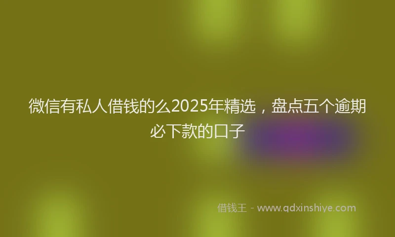 微信有私人借钱的么2025年精选，盘点五个逾期必下款的口子