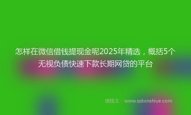 怎样在微信借钱提现金呢2025年精选，概括5个无视负债快速下款长期网贷的平台