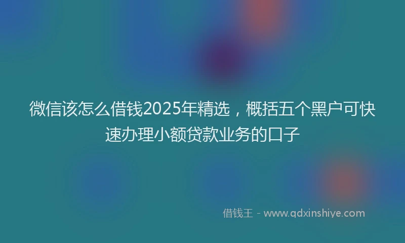 微信该怎么借钱2025年精选，概括五个黑户可快速办理小额贷款业务的口子