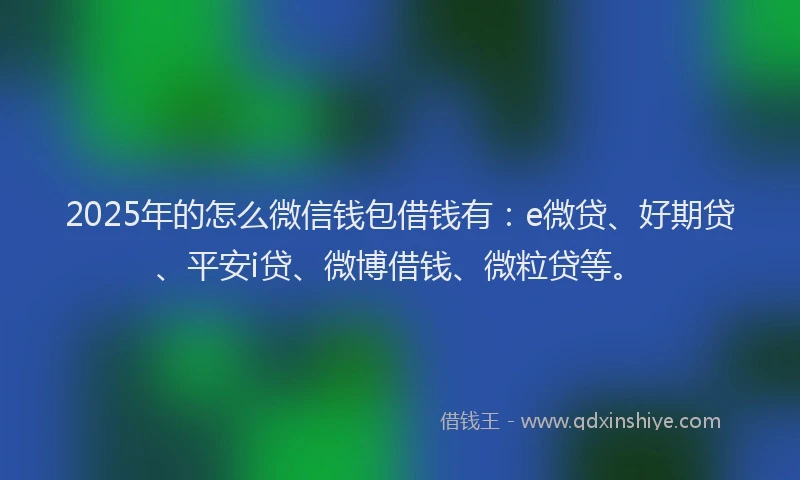 2025年的怎么微信钱包借钱有：e微贷、好期贷、平安i贷、微博借钱、微粒贷等。