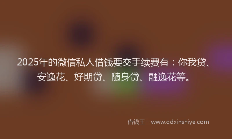 2025年的微信私人借钱要交手续费有：你我贷、安逸花、好期贷、随身贷、融逸花等。