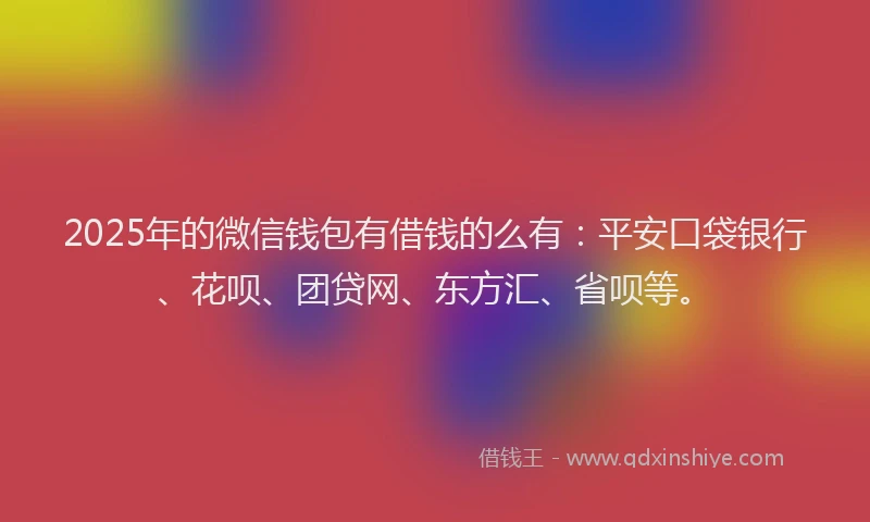 2025年的微信钱包有借钱的么有：平安口袋银行、花呗、团贷网、东方汇、省呗等。