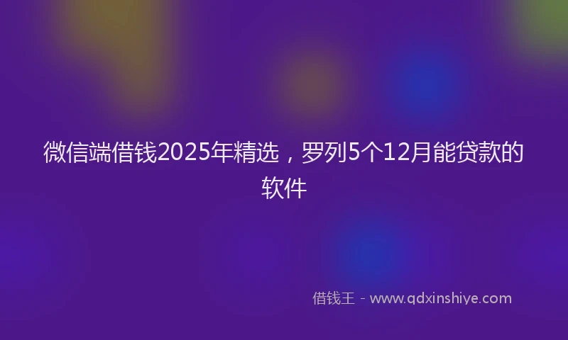 微信端借钱2025年精选，罗列5个12月能贷款的软件