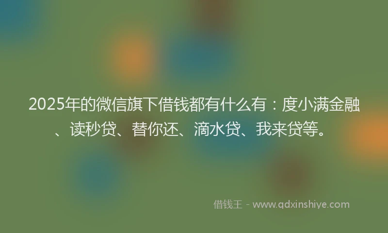 2025年的微信旗下借钱都有什么有：度小满金融、读秒贷、替你还、滴水贷、我来贷等。
