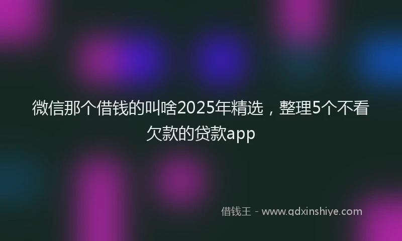 微信那个借钱的叫啥2025年精选，整理5个不看欠款的贷款app