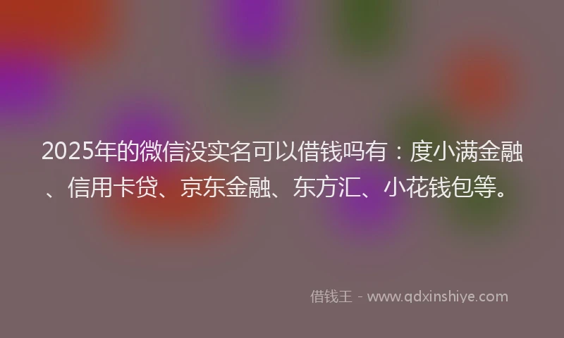 2025年的微信没实名可以借钱吗有：度小满金融、信用卡贷、京东金融、东方汇、小花钱包等。
